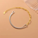 925 Sterling Silver Punk Double Beads Link Chain Bracelets for Women