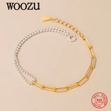 925 Sterling Silver Punk Double Beads Link Chain Bracelets for Women