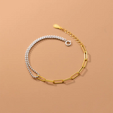 925 Sterling Silver Punk Double Beads Link Chain Bracelets for Women