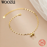925 Sterling Silver Punk Golden Ball Chain Anklet for Women