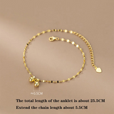 925 Sterling Silver Punk Golden Ball Chain Anklet for Women