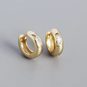925 Sterling Silver Zircon Circle Hoop Earrings Party Bohemia Ear Jewelry