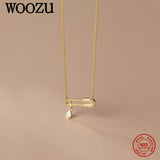 925 Sterling Silver Punk Pin Lock Water Drop Zircon Pendant Necklaces For Women