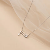 925 Sterling Silver Punk Pin Lock Water Drop Zircon Pendant Necklaces For Women