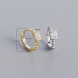 925 Silver Punk Crystal Hoop Earrings Unisex Jewelry