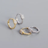 925 Silver Punk Crystal Hoop Earrings Unisex Jewelry
