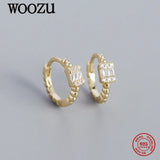 925 Silver Punk Crystal Hoop Earrings Unisex Jewelry