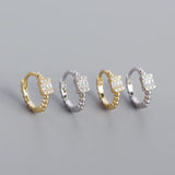 925 Silver Punk Crystal Hoop Earrings Unisex Jewelry
