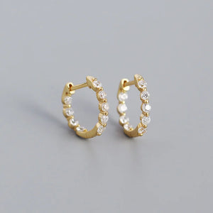 925 Silver Pave Zircon Hoop Earrings Punk Style for Women Boho Men