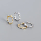 925 Silver Pave Zircon Hoop Earrings Punk Style for Women Boho Men