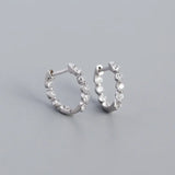 925 Silver Pave Zircon Hoop Earrings Punk Style for Women Boho Men