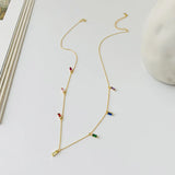925 Silver Rainbow Zircon Chain Necklace European Jewelry