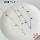 925 Silver Rainbow Zircon Chain Necklace European Jewelry