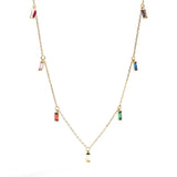 925 Silver Rainbow Zircon Chain Necklace European Jewelry