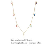 925 Silver Rainbow Zircon Chain Necklace European Jewelry
