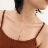 925 Silver Rainbow Zircon Chain Necklace European Jewelry