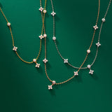 925 Silver Four-Leaf Clover Zircon Necklace For Women
