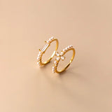 925 Silver Flower Square Pearls Zircon Rings for Women