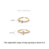 925 Silver Flower Square Pearls Zircon Rings for Women