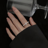 925 Silver Flower Square Pearls Zircon Rings for Women