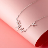 925 Silver Flower Zircon Link Chain Necklaces For Women Wedding