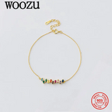 925 Silver Rainbow Zircon Water Drop Chain Bracelet Romantic Party Rock Jewelry