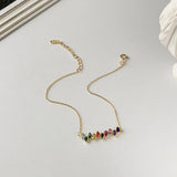 925 Silver Rainbow Zircon Water Drop Chain Bracelet Romantic Party Rock Jewelry