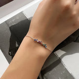 925 Silver Rainbow Zircon Water Drop Chain Bracelet Romantic Party Rock Jewelry