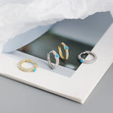925 Silver Crystal Zircon Hoop Earrings Women Party Jewelry