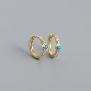 925 Silver Crystal Zircon Hoop Earrings Women Party Jewelry