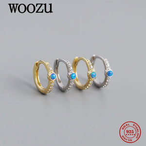925 Silver Crystal Zircon Hoop Earrings Women Party Jewelry
