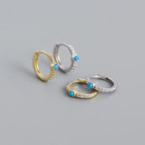 925 Silver Crystal Zircon Hoop Earrings Women Party Jewelry
