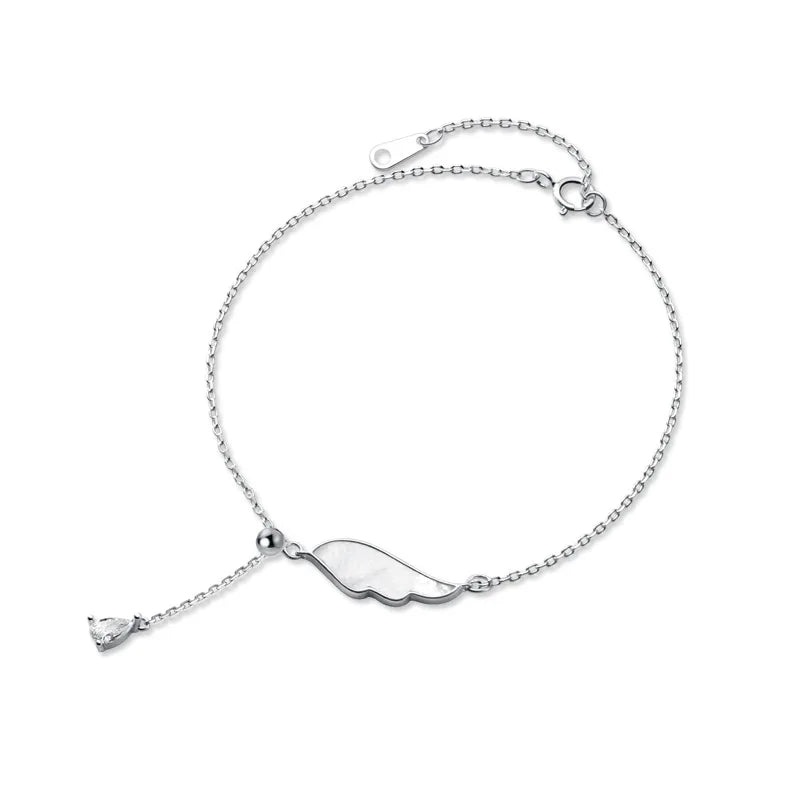 925 Silver Angel Wings Zircon Bracelet Wedding Jewelry