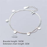 925 Silver Double Disc Chain Bracelet Women Party Jewelry