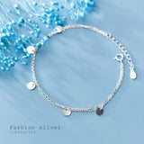 925 Silver Double Disc Chain Bracelet Women Party Jewelry