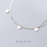 925 Silver Double Disc Chain Bracelet Women Party Jewelry