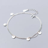 925 Silver Double Disc Chain Bracelet Women Party Jewelry