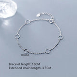 925 Sterling Silver Circle Chain Bracelets Women Ethnic Jewelry Gift