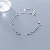 925 Sterling Silver Circle Chain Bracelets Women Ethnic Jewelry Gift