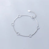 925 Sterling Silver Circle Chain Bracelets Women Ethnic Jewelry Gift