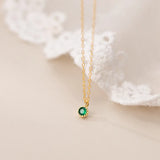 925 Silver Green Zircon Pendant Necklace