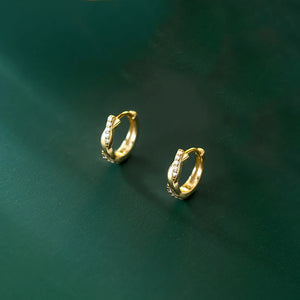 925 Silver Twist Zircon Hoop Earrings for Women Party Jewelry Gift