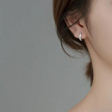 925 Silver Twist Zircon Hoop Earrings for Women Party Jewelry Gift