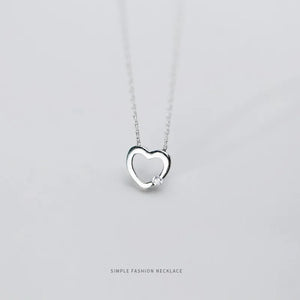 925 Silver Sweet Love Heart Pendant Necklace Wedding Jewelry