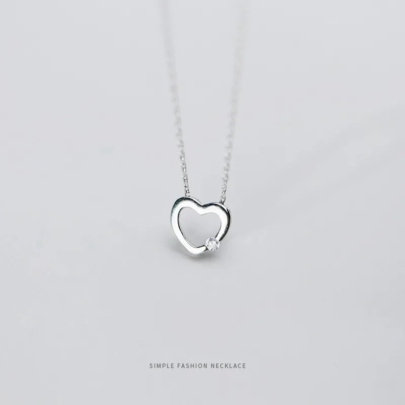 925 Silver Sweet Love Heart Pendant Necklace Wedding Jewelry