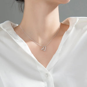 925 Silver Heart Zircon Pendant Necklace Romantic Jewelry