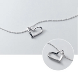 925 Silver Heart Zircon Pendant Necklace Romantic Jewelry