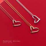 925 Silver Heart Zircon Pendant Necklace Romantic Jewelry