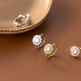 925 Silver Flower CZ Zircon Hoop Earrings Party French Ear Buckle