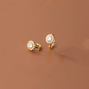 925 Silver Flower CZ Zircon Hoop Earrings Party French Ear Buckle
